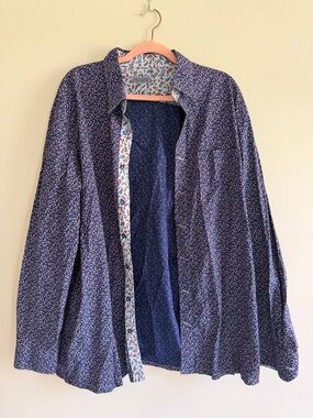 Men's Navy Patterned Lightweight Shirt Jacket